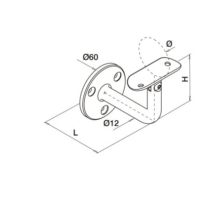 Handrail Wall Bracket With Adjustable Saddle