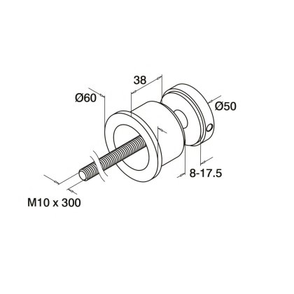 Frameless Juliet Bracket Drilled Glass - M10 Thread Frameless Juliet Bracket Drilled Glass - M10 Thread