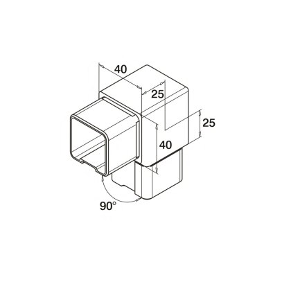 Eazysquare 90 Degree Elbow To Suit 40x40x2mm Tube