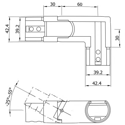 EazySlot Articulated Top Landing 42mm Slotted Handrail Elbow