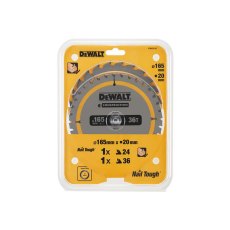 DEWALT - DT90270 Construction Circular Saw Blade 2 Pack 165 x 20mm x 24T/36T