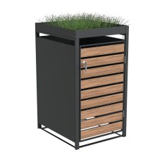 Ecoscape - Single Bin Storage with Planter - Woodgrain Charcoal