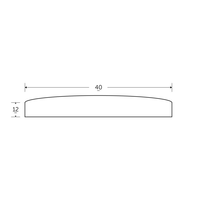 40 x 12mm - 6m Convex Half Round - BSEN10025-2 S275JR