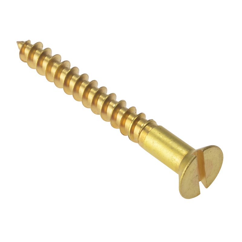 3 x 10 (Box 100) ForgeFix - Wood Screws, Slotted, CSK, Brass