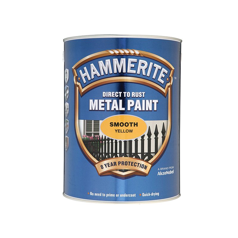 Yellow 5 Litre Hammerite - Direct to Rust Smooth Finish Paint