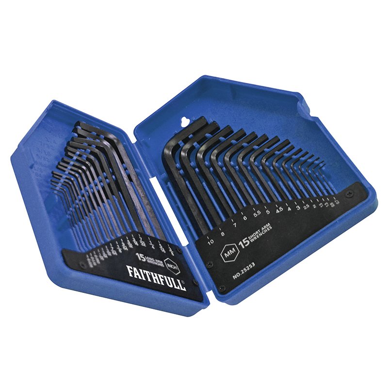 Faithfull - Metric/Imperial Hex Key Set, 30 Piece