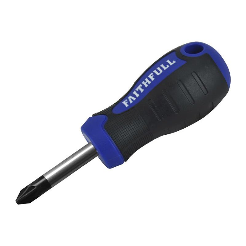 Faithfull - Soft Grip Stubby Screwdriver Pozidriv Tip PZ2 x 38mm