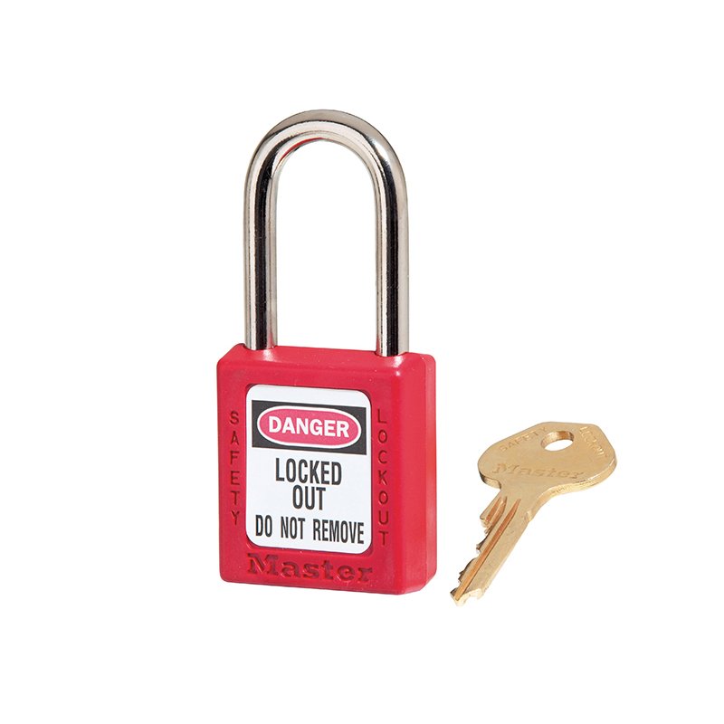 Lockout Padlock Hardened Steel Shackle Red 38mm Master Lock - Non-Conductive Lockout Padlock