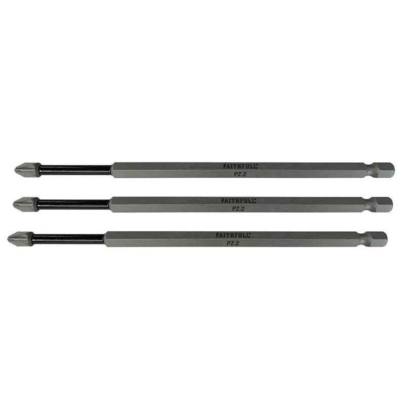 PZ2 x 150mm (Pack of 3) Faithfull - Impact Screwdriver Bits, Pozidriv