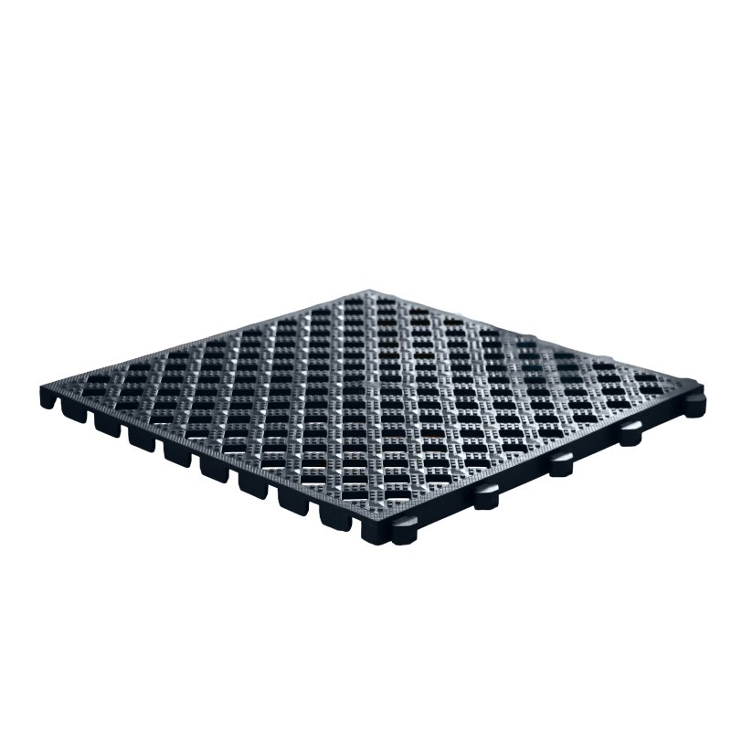 Barclay & Mathieson Diamond Tread, Open Surface, Interlocking Floor Tile - Black
