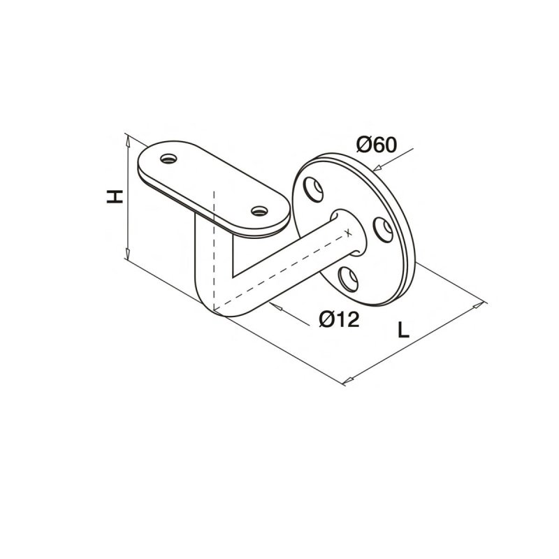 BM Architectural Handrail Wall Bracket With Fixed Saddle - 316/Matt Black PPC