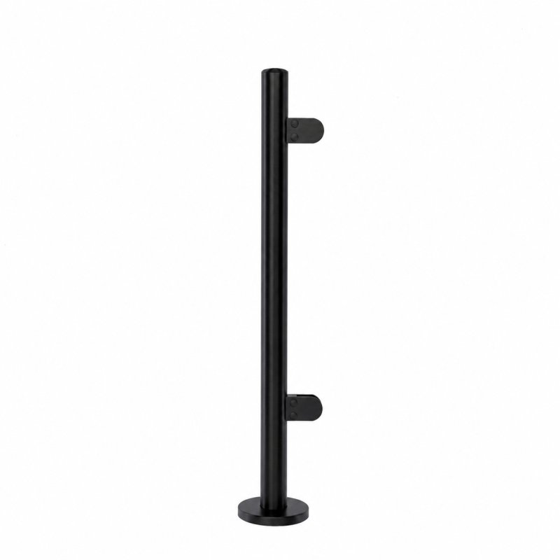 BM Architectural Pre-Assembled Glass Balustrade Round End Post with Radiused End Cap - 316/Matt Black PPC