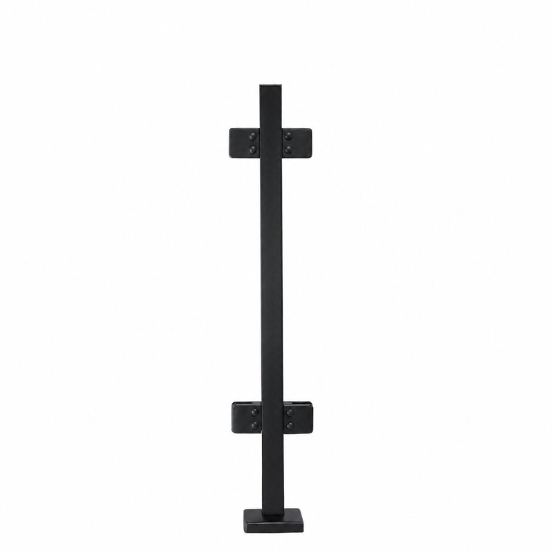 BM Architectural Pre-Assembled Glass Balustrade Square Middle Post with End Cap - 316/Matt Black PPC