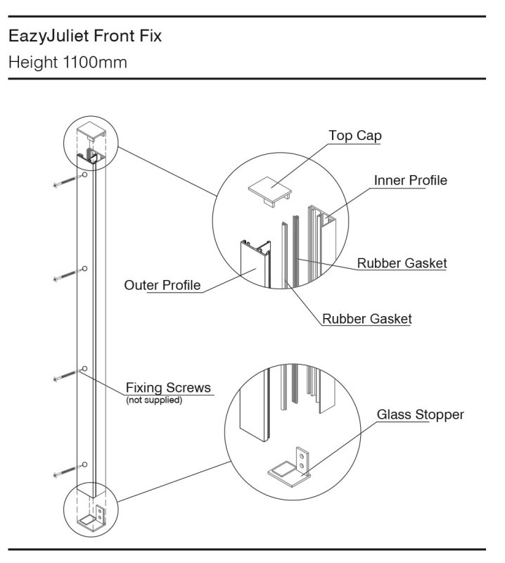 B+M EazyView Front Fix Juliet Balcony Kit